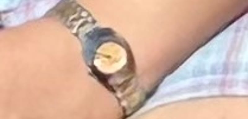 Zegarek srebrno-złoty z żółtą tarczą - Zdjęcie 2